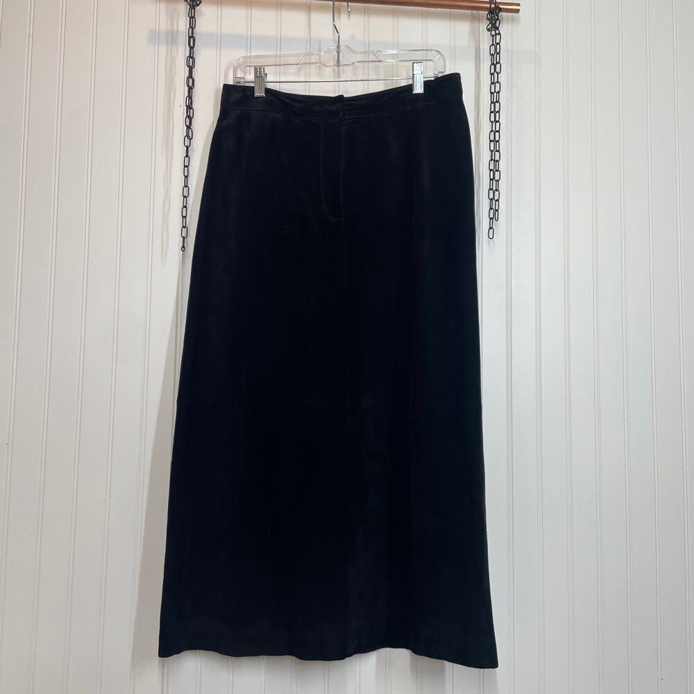 Lord & Taylor Women’s Suede Leather Black Skirt Size 14P